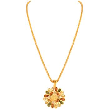 Asmitta Floral design Gold tone Meenakari Pendant Set For Women 3