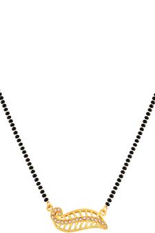 Asmitta Stylish Leaf Shape Gold toned Princess Mangalsutra For Women