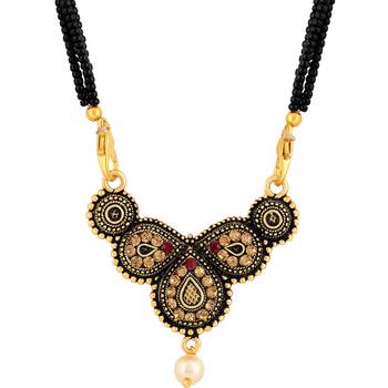 Asmitta Traditional Oxidised Gold toned Mangalsutra For Women 3