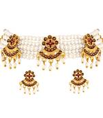 Asmitta Pearl Studded Choker Necklace Set for Women and Girls