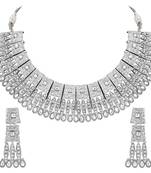 Asmitta Sterling Silver toned Choker Necklace Set for Women and Girls