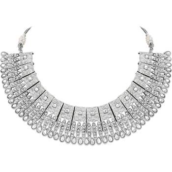 Asmitta Sterling Silver toned Choker Necklace Set for Women and Girls 3