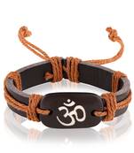 Asmitta Om Brown Leather Bracelet For Men