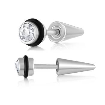Asmitta Diamond Studded Cone Shape Silver toned Stud Earring For Men and Women 1
