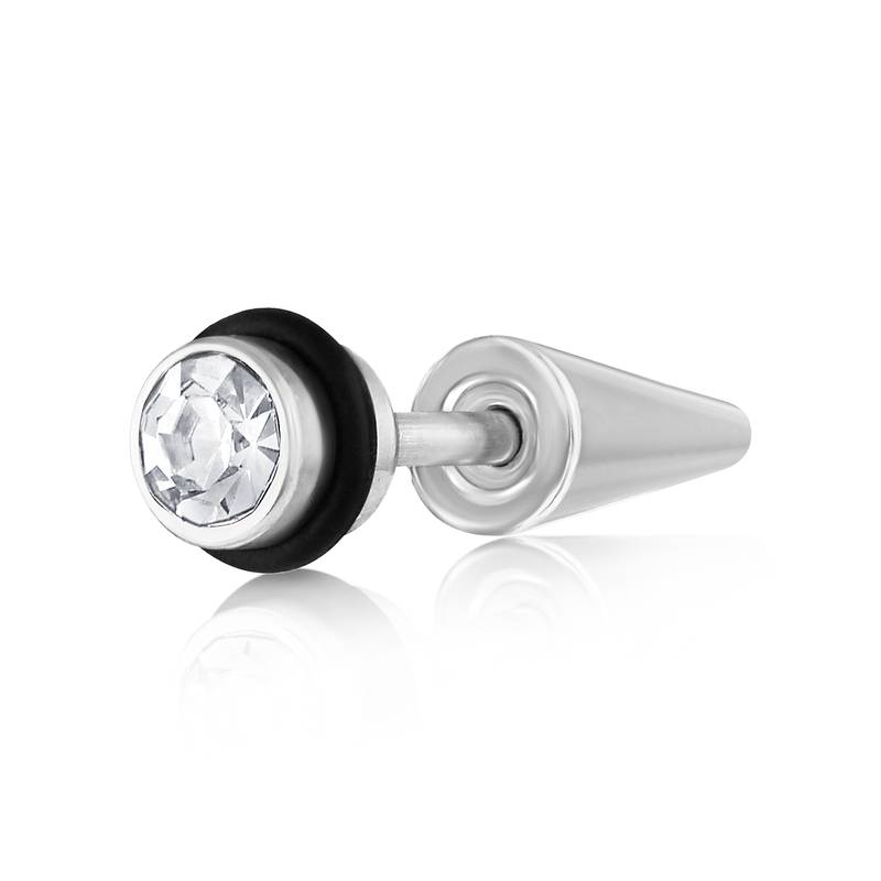 Asmitta Diamond Studded Cone Shape Silver toned Stud Earring For Men and Women