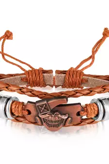 Asmitta Latest Fashionable Brown Colour Leather with Multi Strip Bracelet For Mens