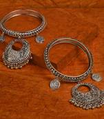 Asmitta Traditional Oxidised German Silver ghungroo Jewelry Latkan Bangles
