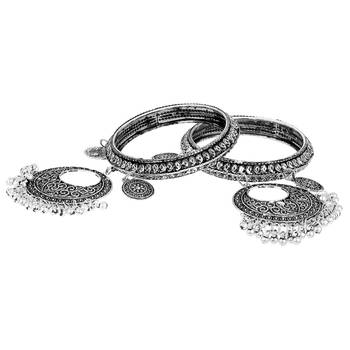 Asmitta Traditional Oxidised German Silver ghungroo Jewelry Latkan Bangles 2