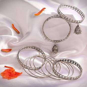 Asmitta  Traditional Oxidised German Silver Jhumki Latkan Afghani Bangle Set for Women 1