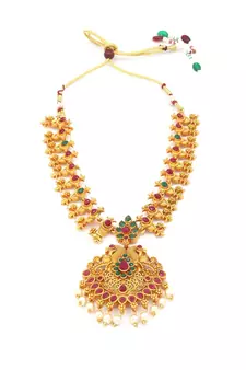 Temple Jewellery Matte Finish Necklace Sets For Women