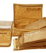 atorakushon Satin Golden Makeup Pouches Cosmetic Necklace Earrings Vanity Jewellery Organizer For Women's