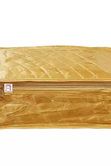 atorakushon Satin Golden Makeup Pouches Cosmetic Necklace Earrings Vanity Jewellery Organizer For Women's