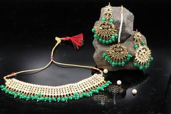 Jewellery Sets For Women Gold Plated Kundan Bridal Necklace Jewellery Set With Earrings 3