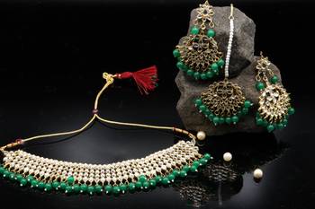 Jewellery Sets For Women Gold Plated Kundan Bridal Necklace Jewellery Set With Earrings 4