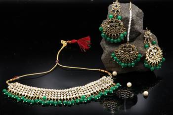 Jewellery Sets For Women Gold Plated Kundan Bridal Necklace Jewellery Set With Earrings 5