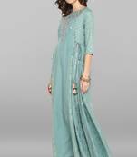 Green printed polyester party wear kurtis