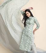 Light green floral print cotton salwar