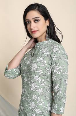 Light green floral print cotton salwar 4