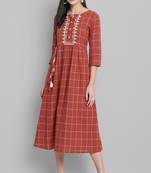 Janasya Dark bronze printed cotton party wear kurtis