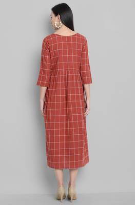 Janasya Dark bronze printed cotton party wear kurtis 4