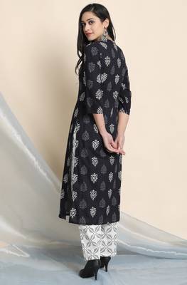 Black block print cotton salwar 3