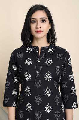 Black block print cotton salwar 4