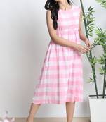 Janasya Pink printed cotton party wear kurtis