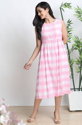 Janasya Pink printed cotton party wear kurtis 2