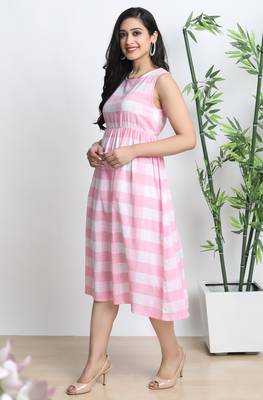 Janasya Pink printed cotton party wear kurtis 3