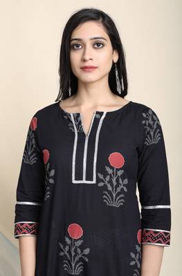 Janasya Black floral print cotton salwar 4