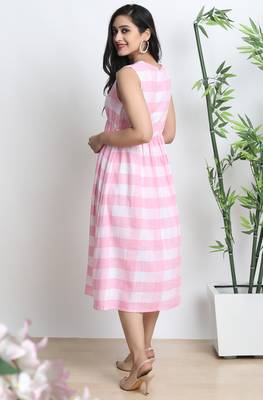 Janasya Pink printed cotton party wear kurtis 4
