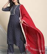 Janasya Blue printed cotton salwar