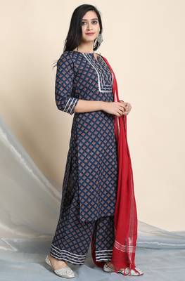 Janasya Blue printed cotton salwar 2