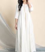 Janasya Off white printed cotton party wear kurtis