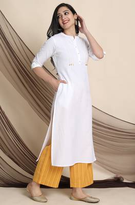 Janasya White plain cotton salwar 1