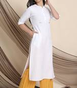 Janasya White plain cotton salwar