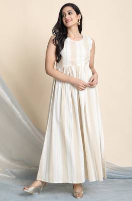 Janasya Off white printed cotton party wear kurtis 2