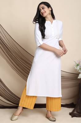 Janasya White plain cotton salwar 2