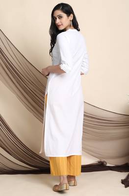 Janasya White plain cotton salwar 3