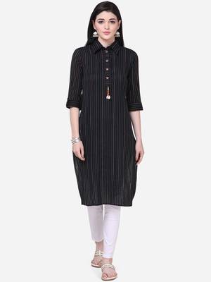plain Cotton Black kurta 1