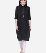 plain Cotton Black kurta