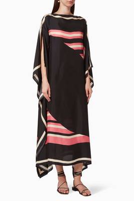 JSDC Women Casual Wear Digital Printed Striped Pattern Crepe Kaftan 1
