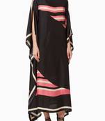 JSDC Women Casual Wear Digital Printed Striped Pattern Crepe Kaftan