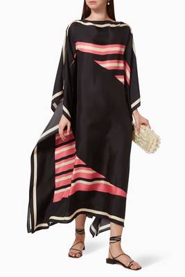 JSDC Women Casual Wear Digital Printed Striped Pattern Crepe Kaftan 2