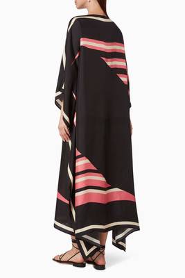 JSDC Women Casual Wear Digital Printed Striped Pattern Crepe Kaftan 3