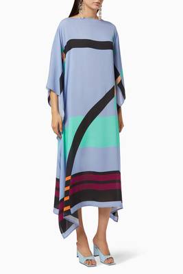 Free Size Calf Length Women Printed Crepe Fabric Kaftan Kurta 1