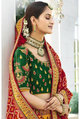 Yellow embroidered silk semi stitched lehenga 2