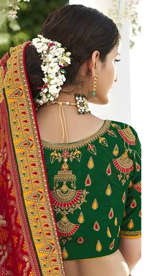 Yellow embroidered silk semi stitched lehenga 3