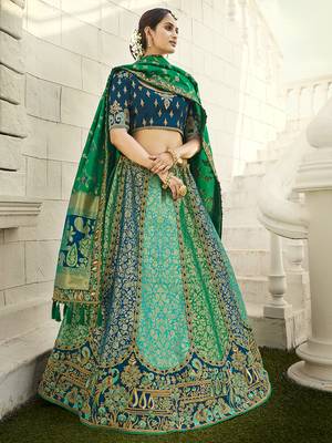 Multicolor embroidered silk semi stitched lehenga 1