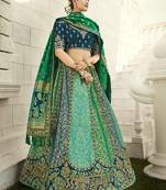Multicolor embroidered silk semi stitched lehenga